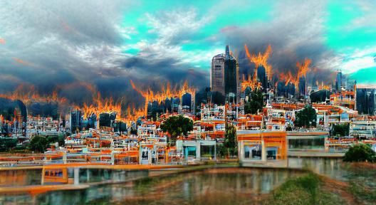 City Ablaze: AI Generated Image