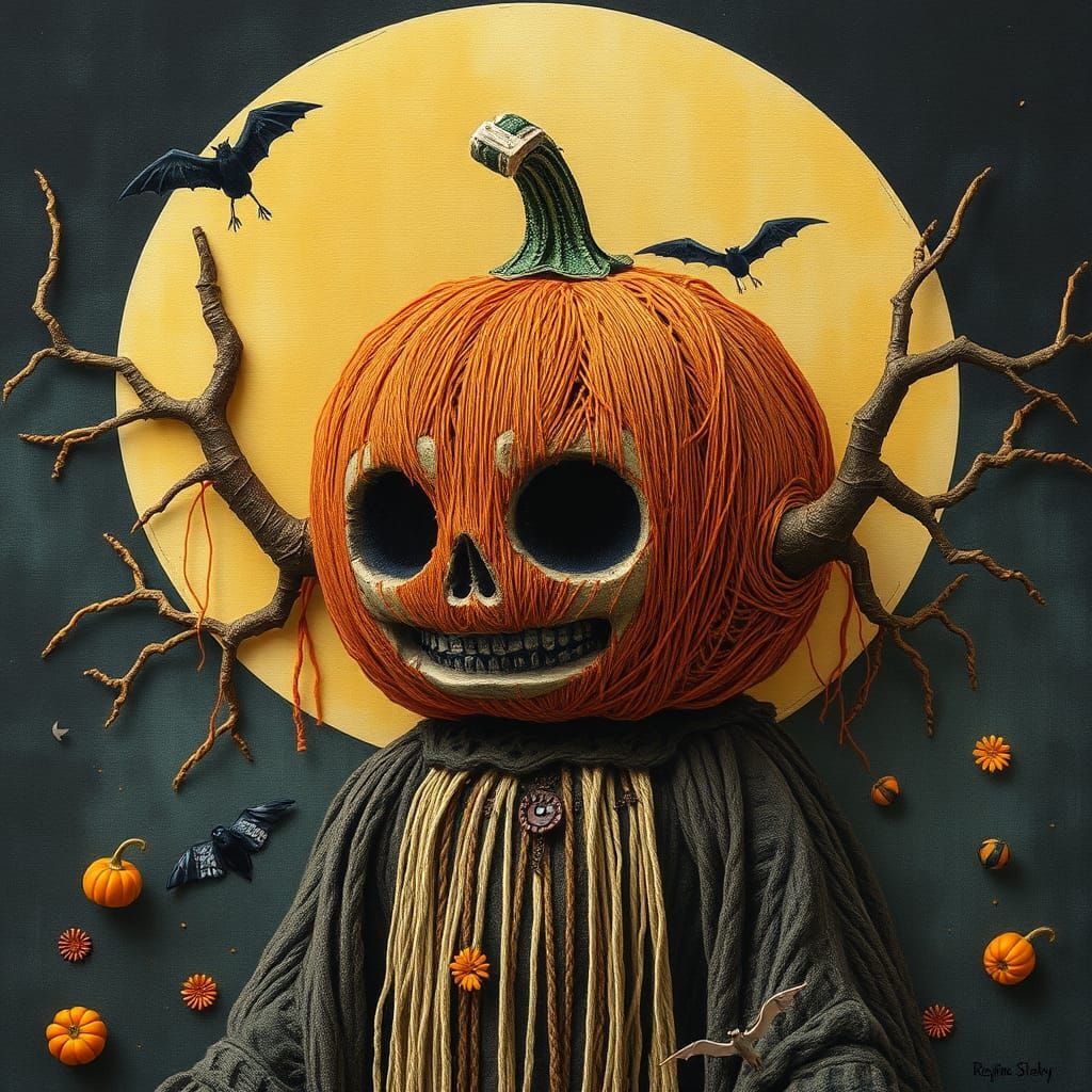 Pumpkin Overlord in Yarn Bomb Style