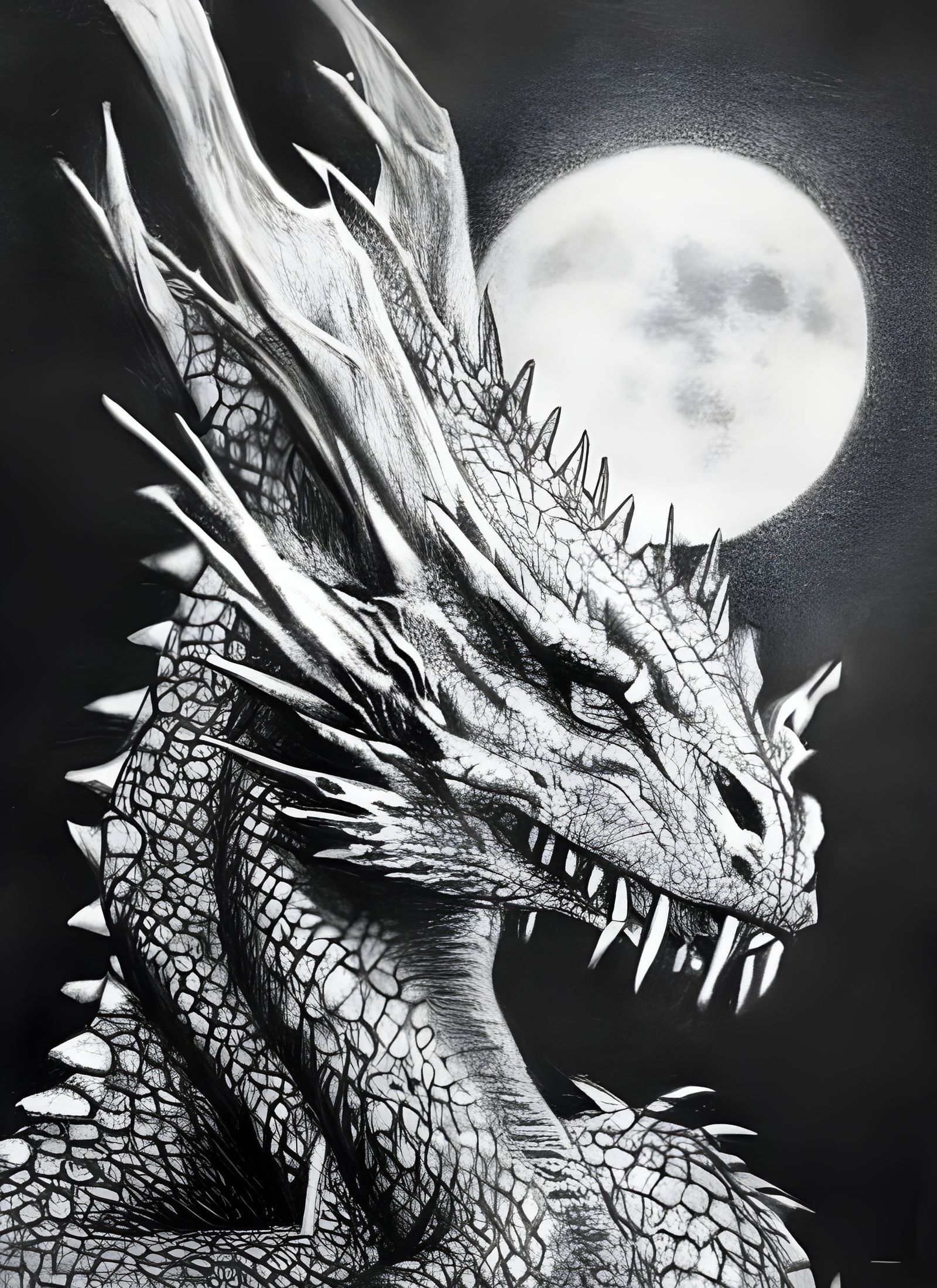 Dragon Portrait in Realistic Pencil Sketch