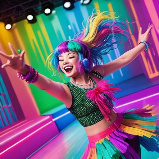 Energetic Dance Party Scene with Fun Vibes