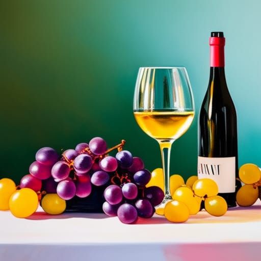 Wine and Grapes as Fauvist Oil Painting