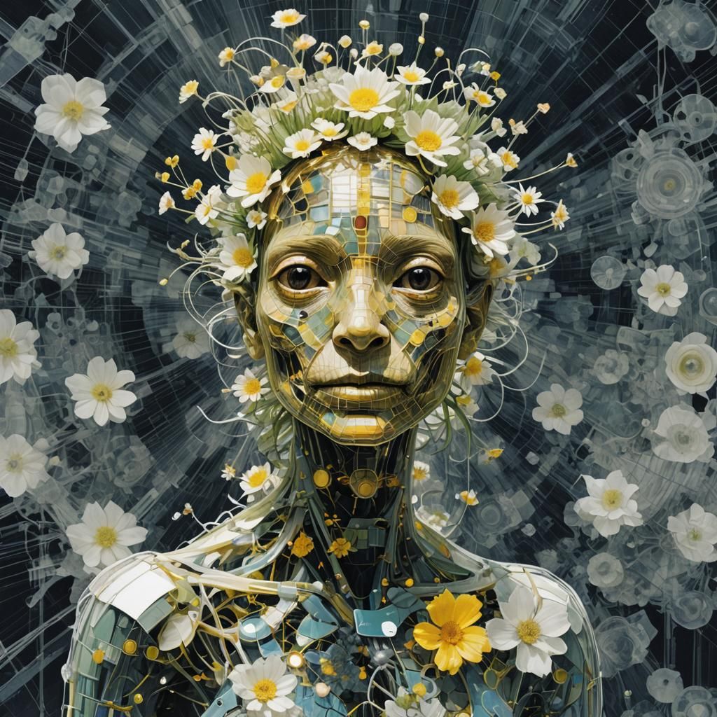 Glitchy X-Ray Portrait of Flower Lizard