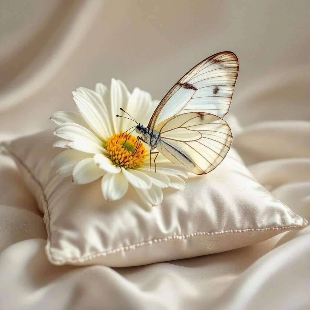 Delicate Butterfly on Flower in Watercolor Style