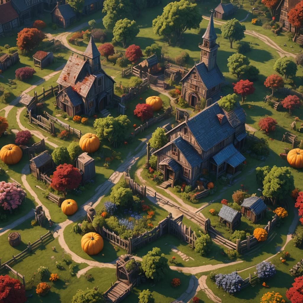 Gothic Summer Farm Pie: Detailed Fantasy Art