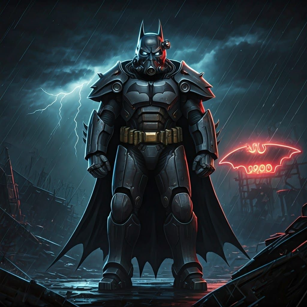 Epic Cyberpunk Batman in Fallout 76 Power Armor