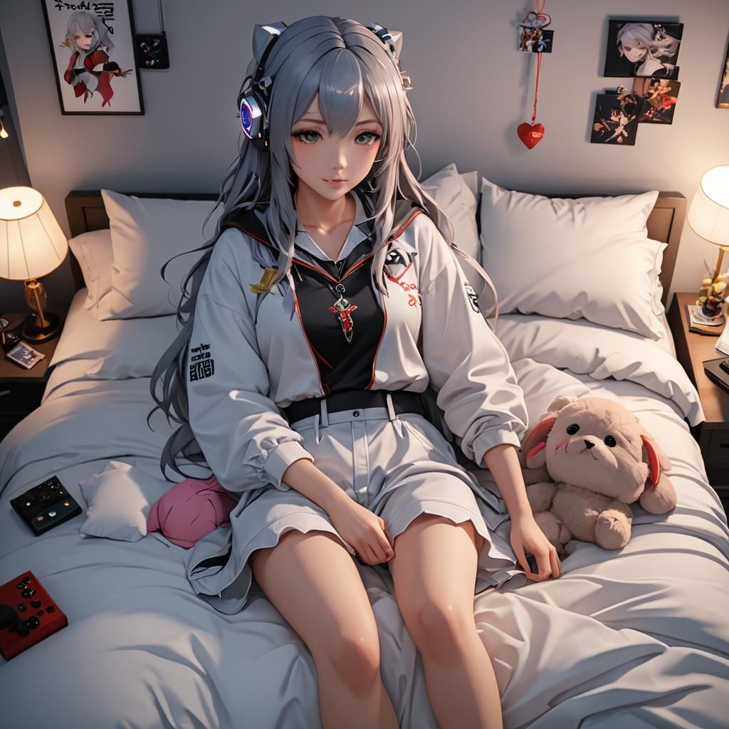 Anime Gamer Girl in Detailed 3D Art