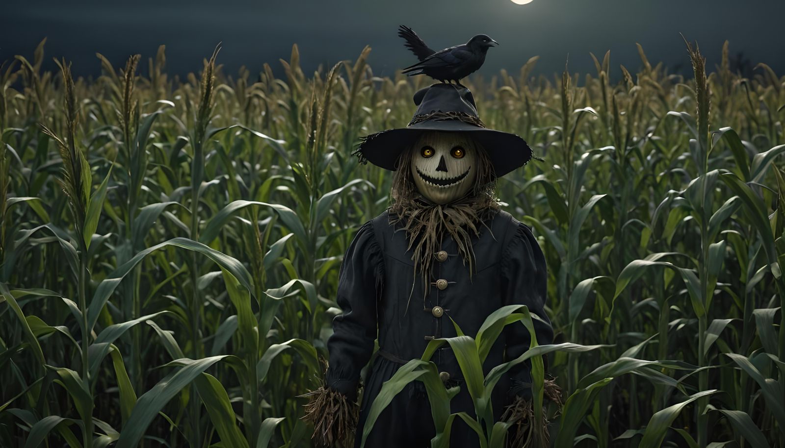Anthropomorphic Scarecrow in Cornfield: Fantasy Realism