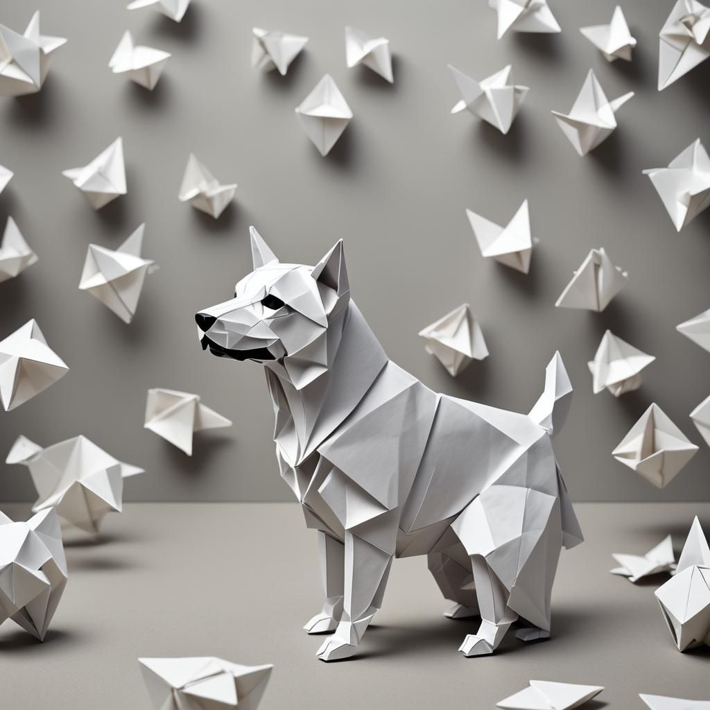 Origami Dog Ghost Papercraft in 8K