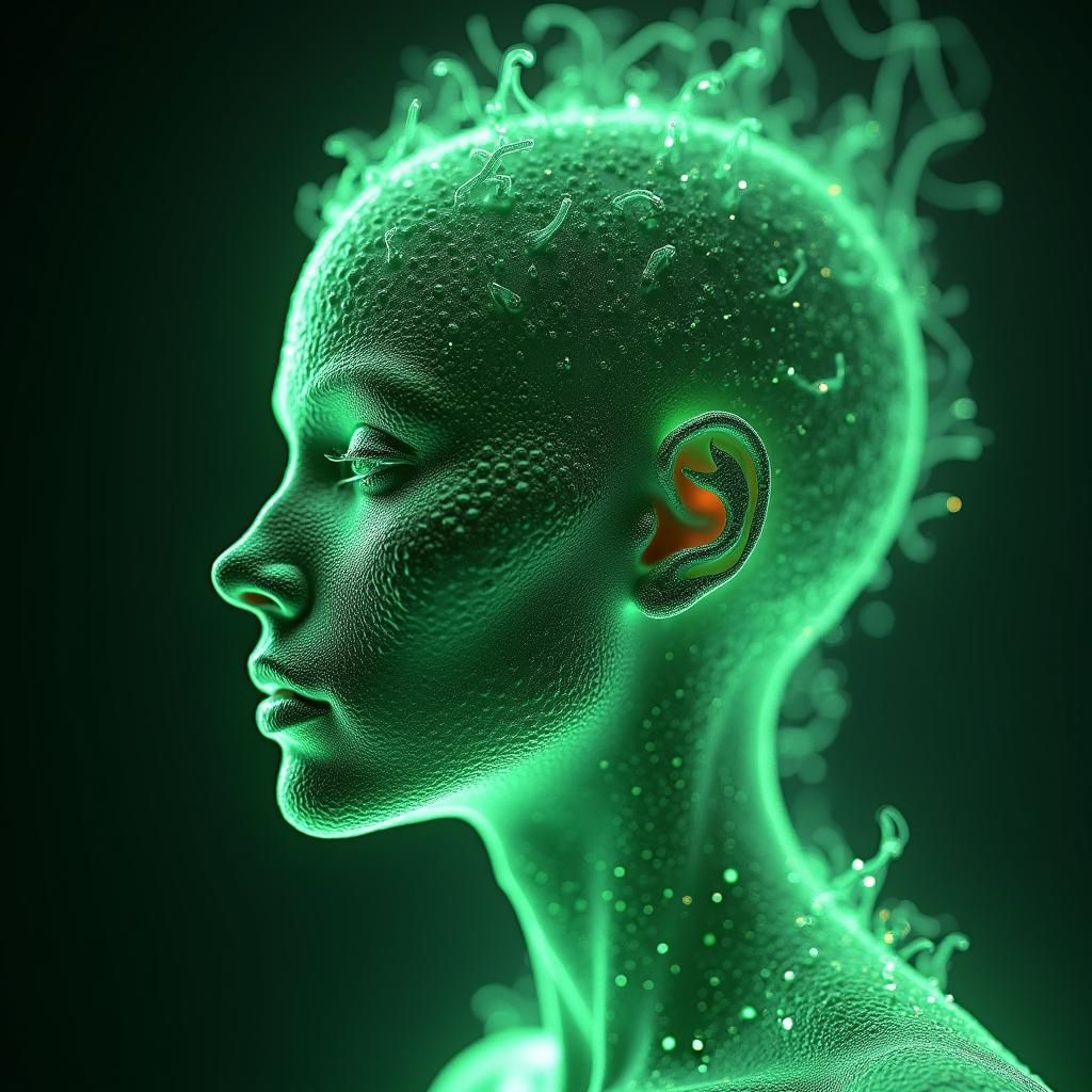 Emerald Profile Portrait in Mystical Realism