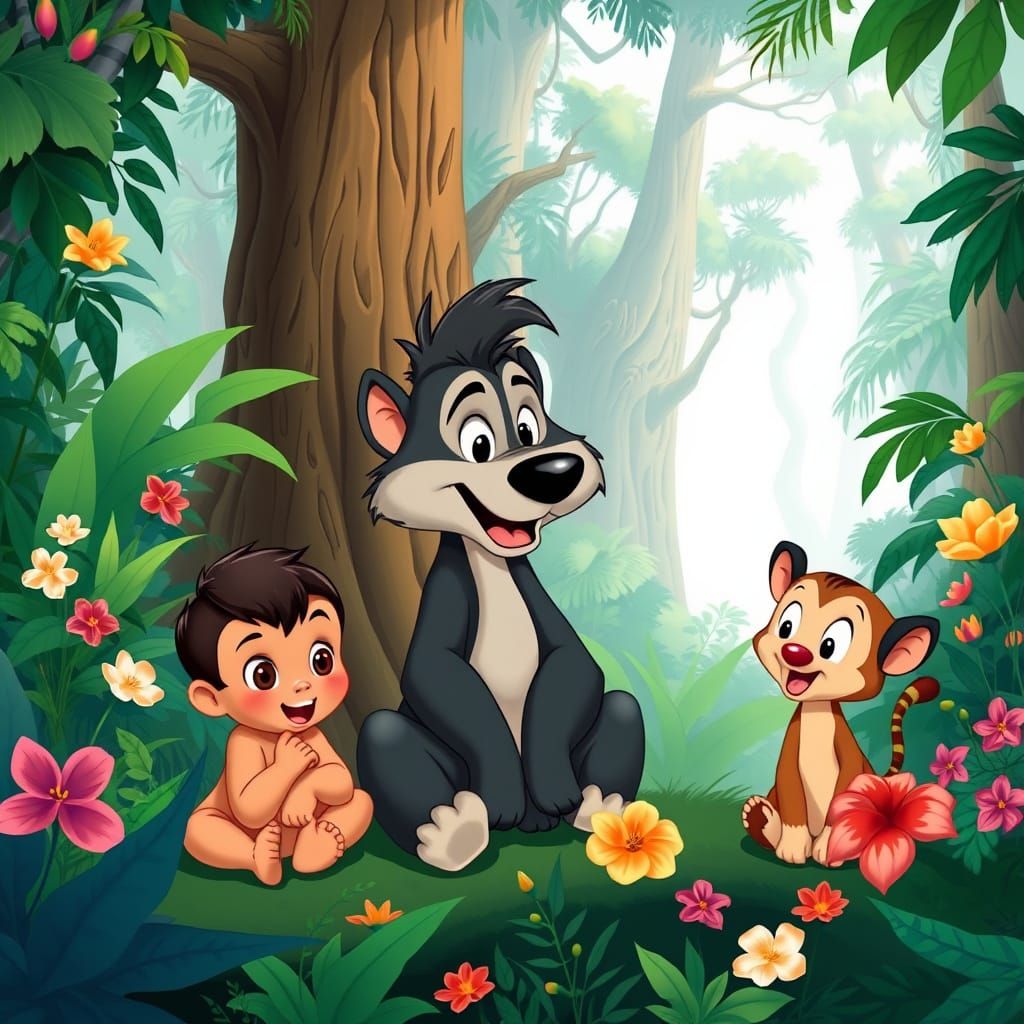 Baby Jungle Book Characters in Disney Style