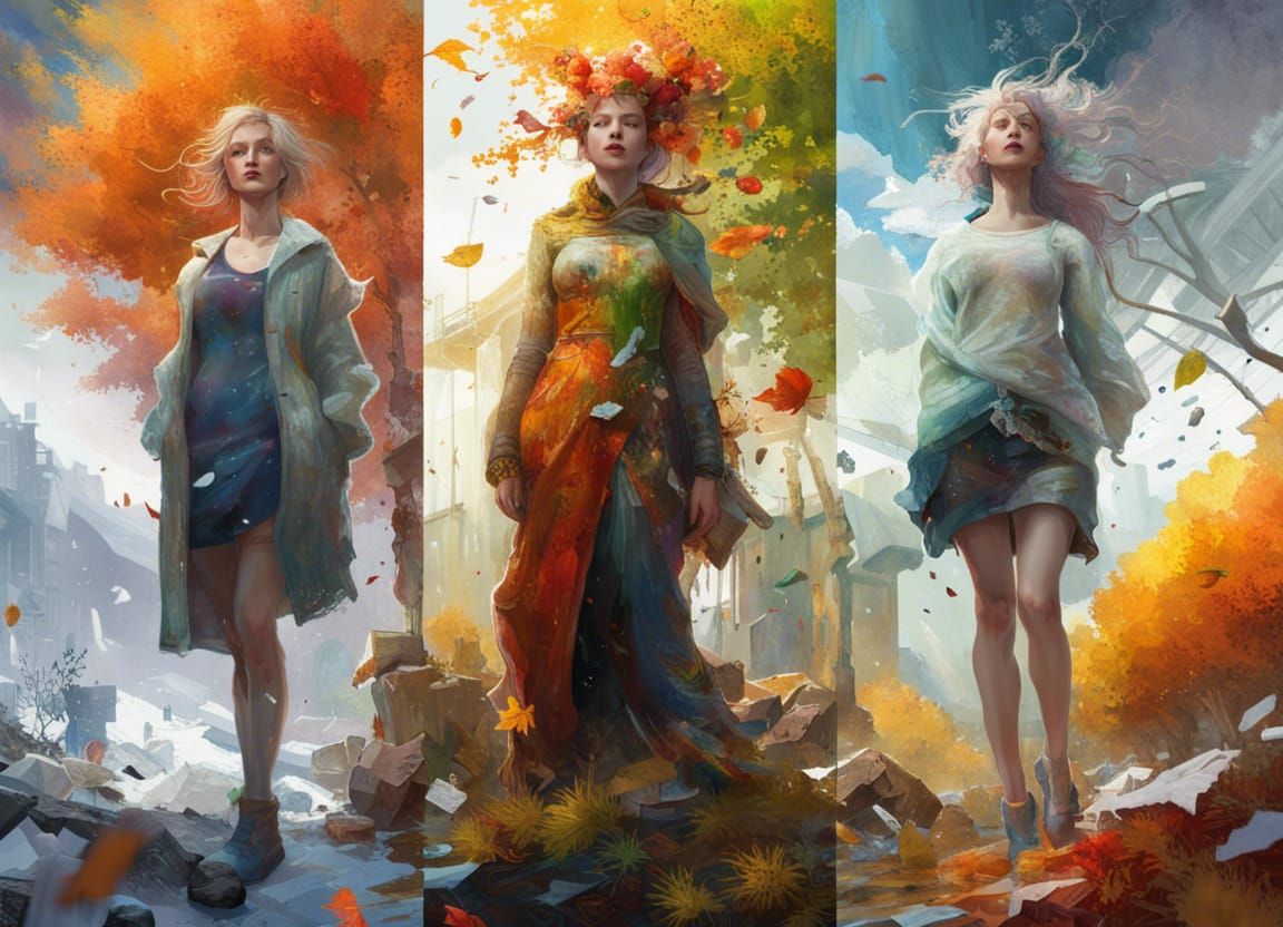 Four Seasons Mixed Media Poster Art