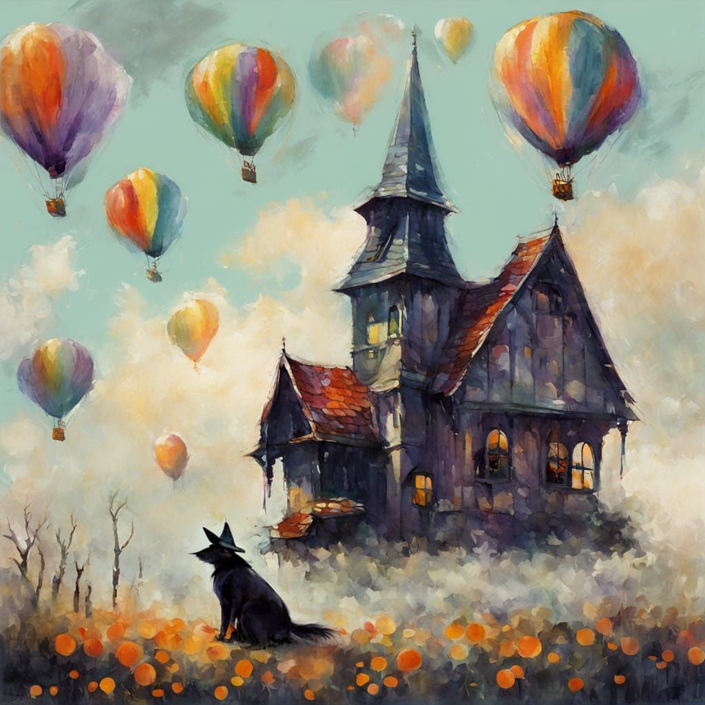 Impressionistic Witch with Balloon