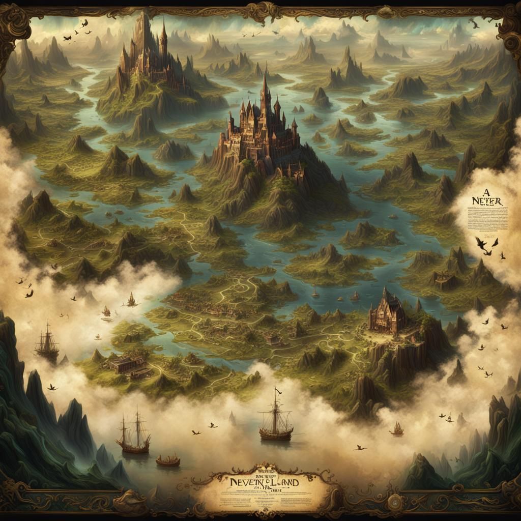 Detailed Map of Neverland: Digital Matte Painting