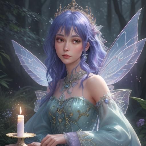 Birthday Fairy in Enchanted Forest, Matte Painting