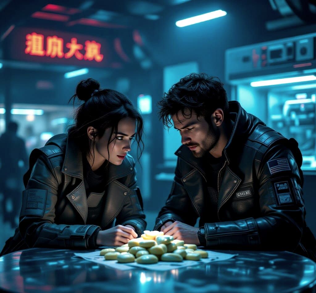 Cyberpunk Rations Under Neon Light