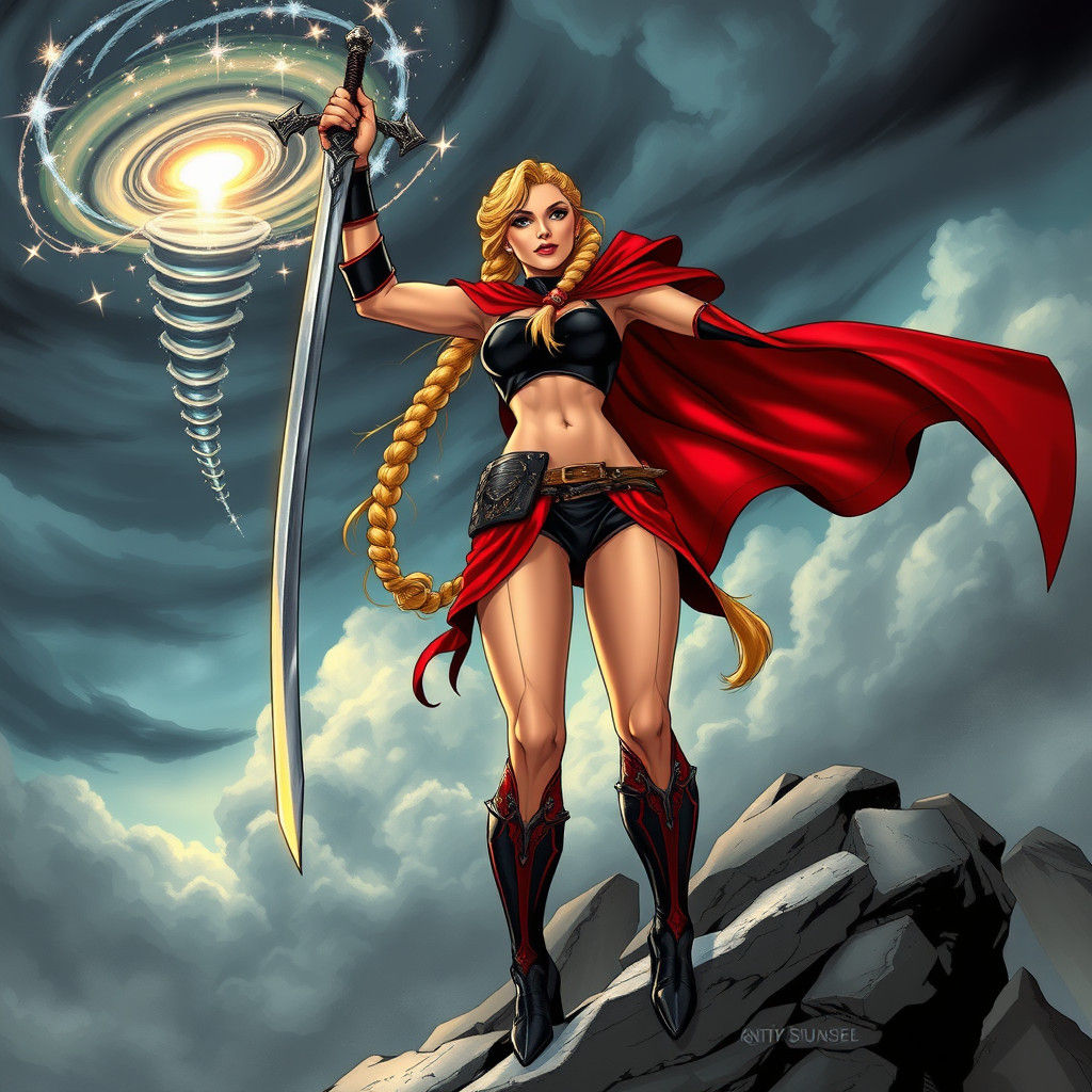 Powerful Female Warrior Opens Portal With Sword