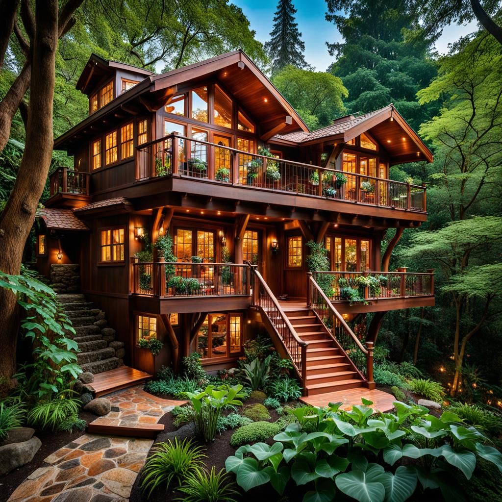 Lush Lavish Treehouse with Twinkling Fairy Lights
