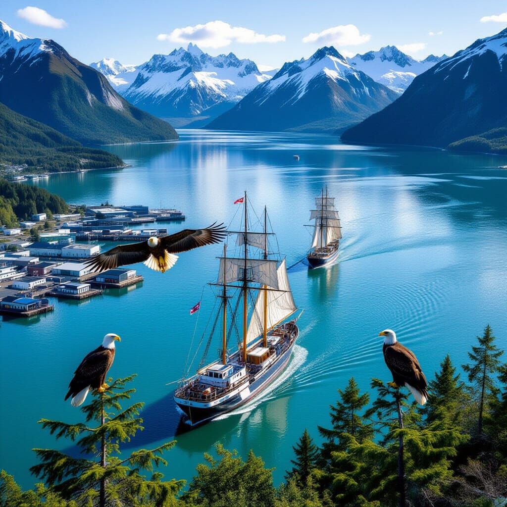Seward, Alaska: Coast Guard Cutter Barque Eagle in Harbor