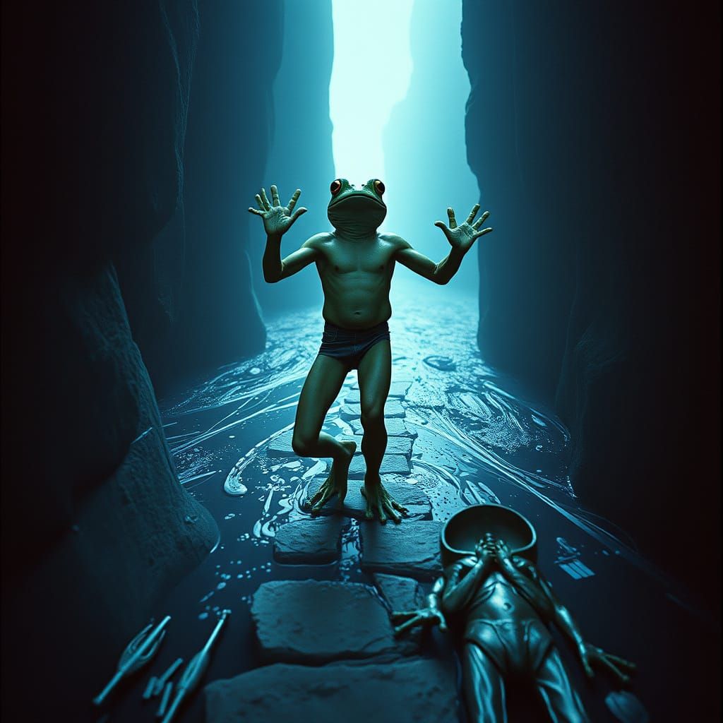 Frog-Human Hybrid Crossing Into Spiritual Realm