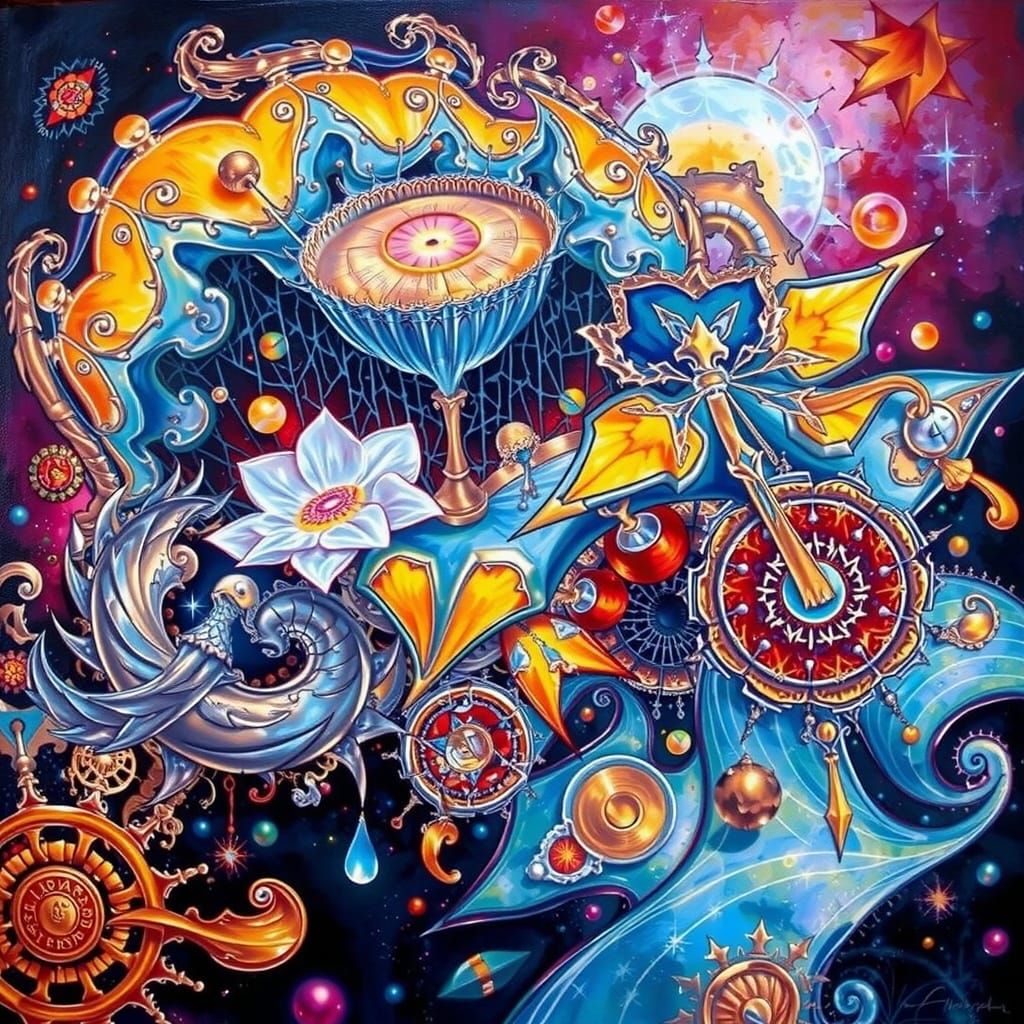 Surreal Fractal Abstract Calligraphy in Oil