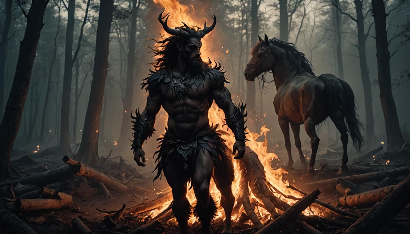 Mystical Centaur in Dark Fantasy Forest
