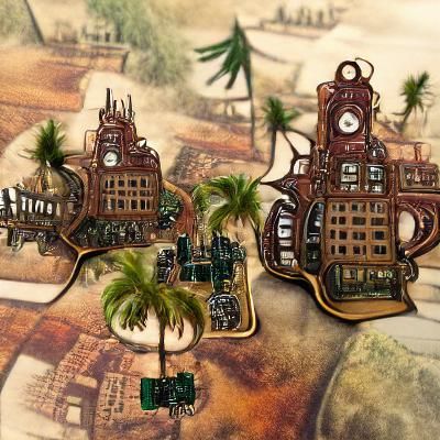 Steampunk Tropical City with Colonial Architecture