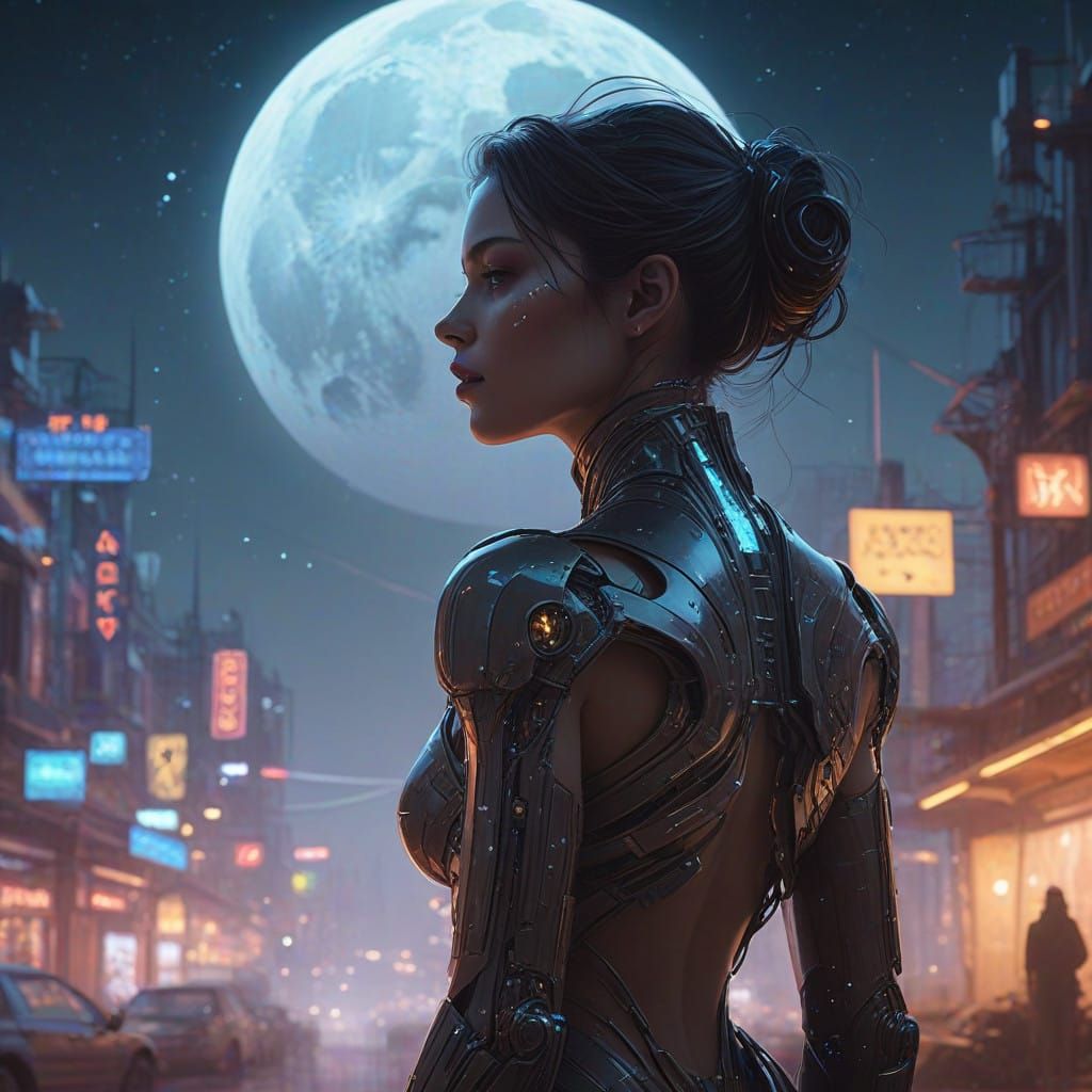 Cyberpunk Goddess in Neon Dreamscapes