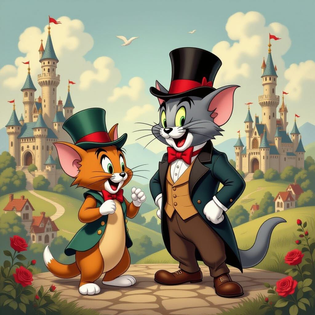 Tom and Jerry in 19th Century Fantasy Style