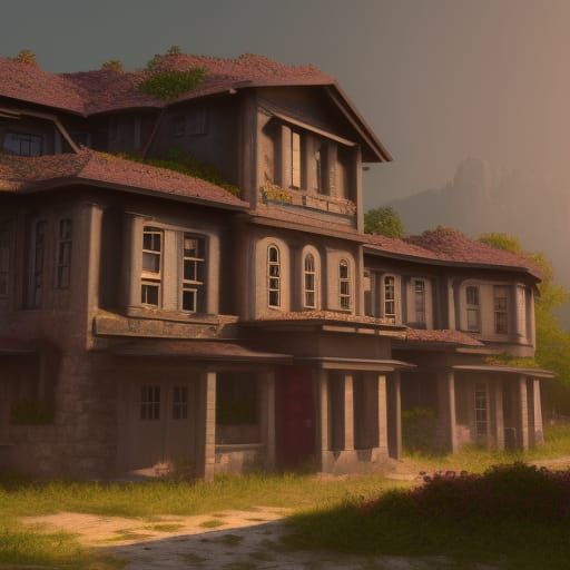 Office Building in Rural Landscape: Detailed Matte Painting