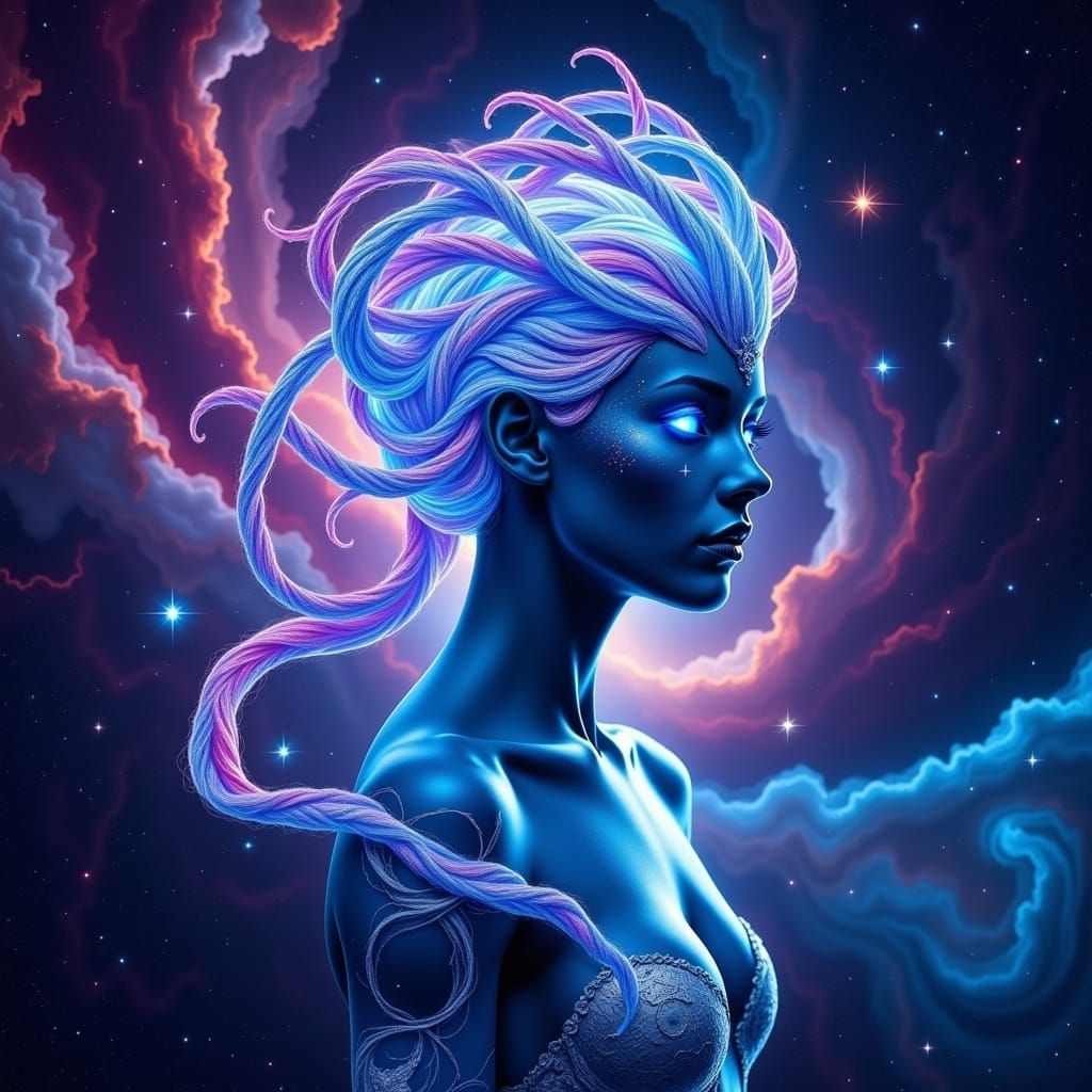 Ethereal Alien Beauty in Cosmic Sci-Fi Style