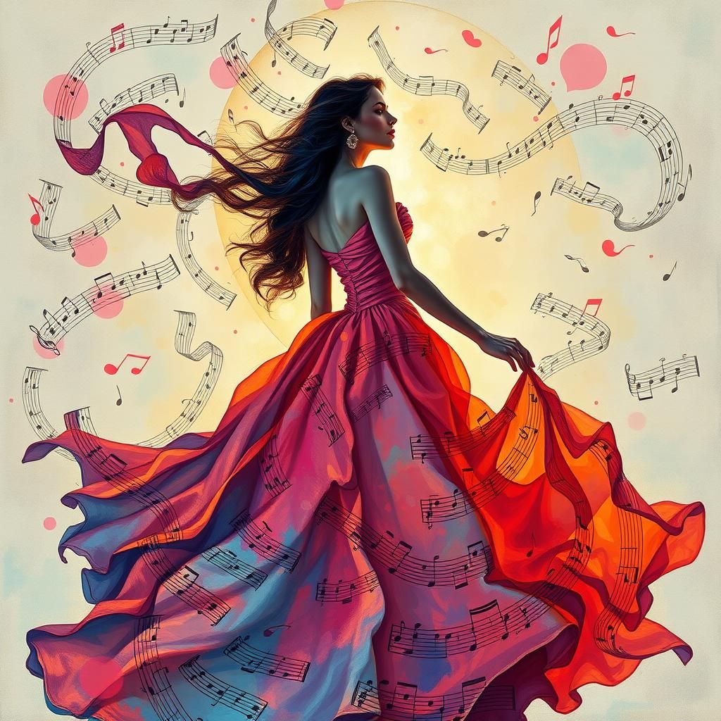 Ethereal Dancer in Impressionist Musical Dreamscape