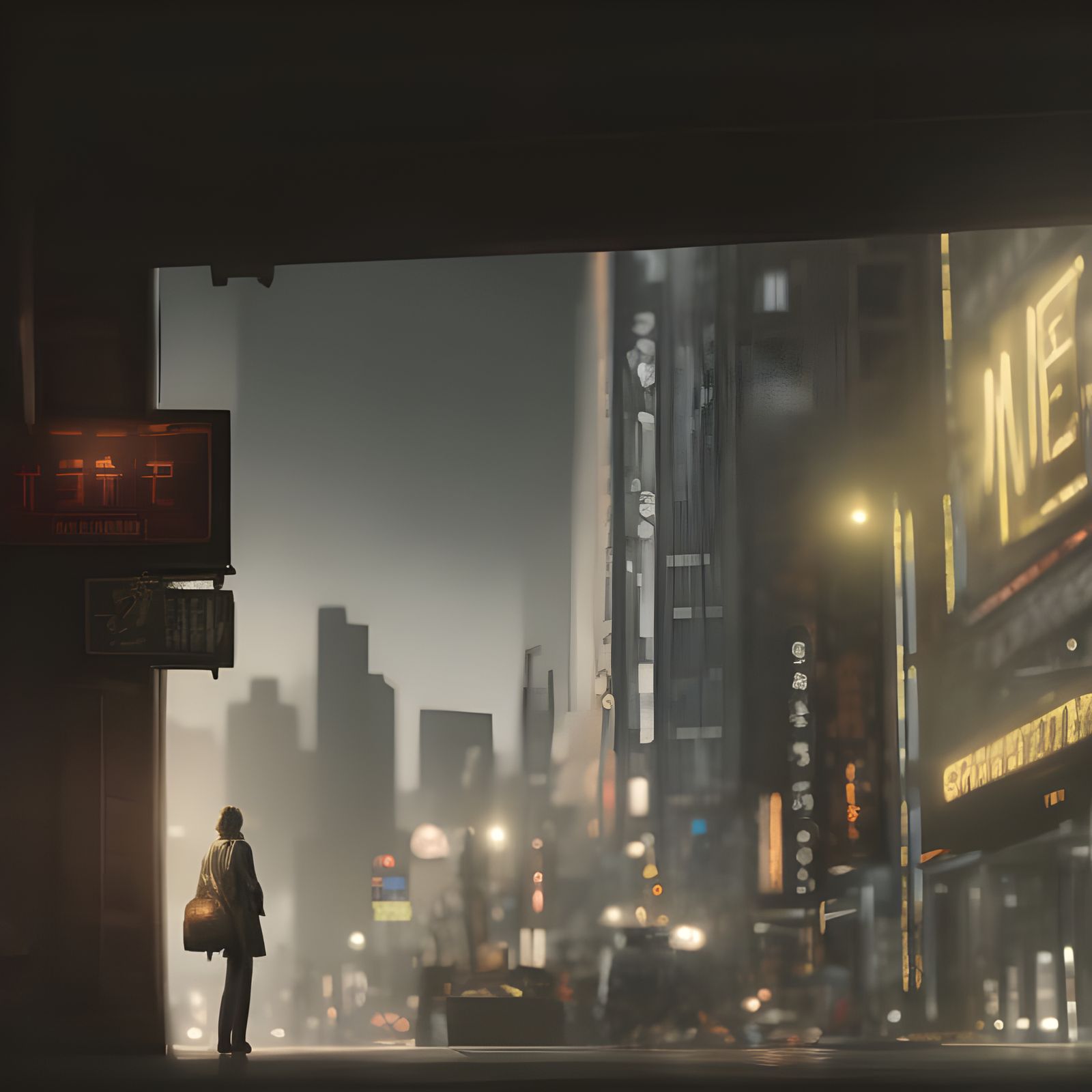 Apocalyptic City Entrance with Welcome Sign