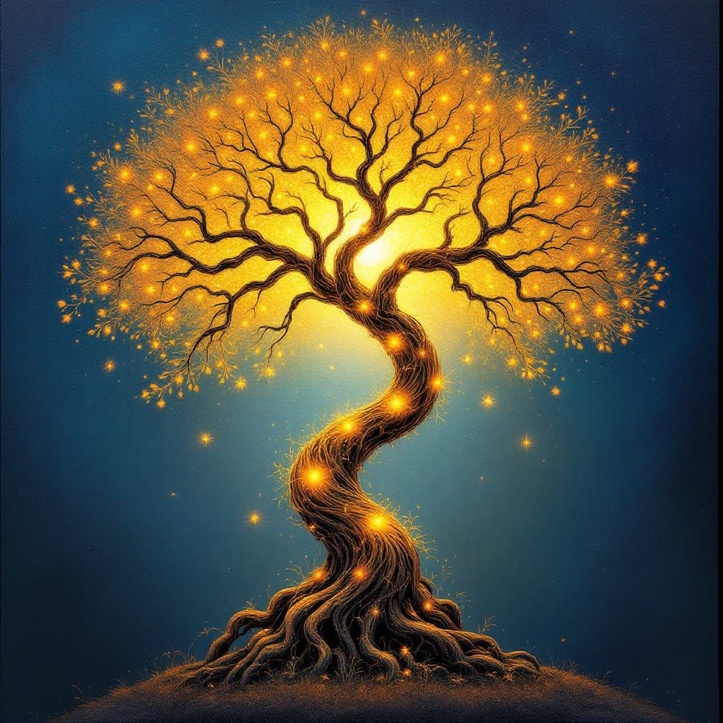 Ethereal Tree Lamp in Surreal Art Nouveau Style