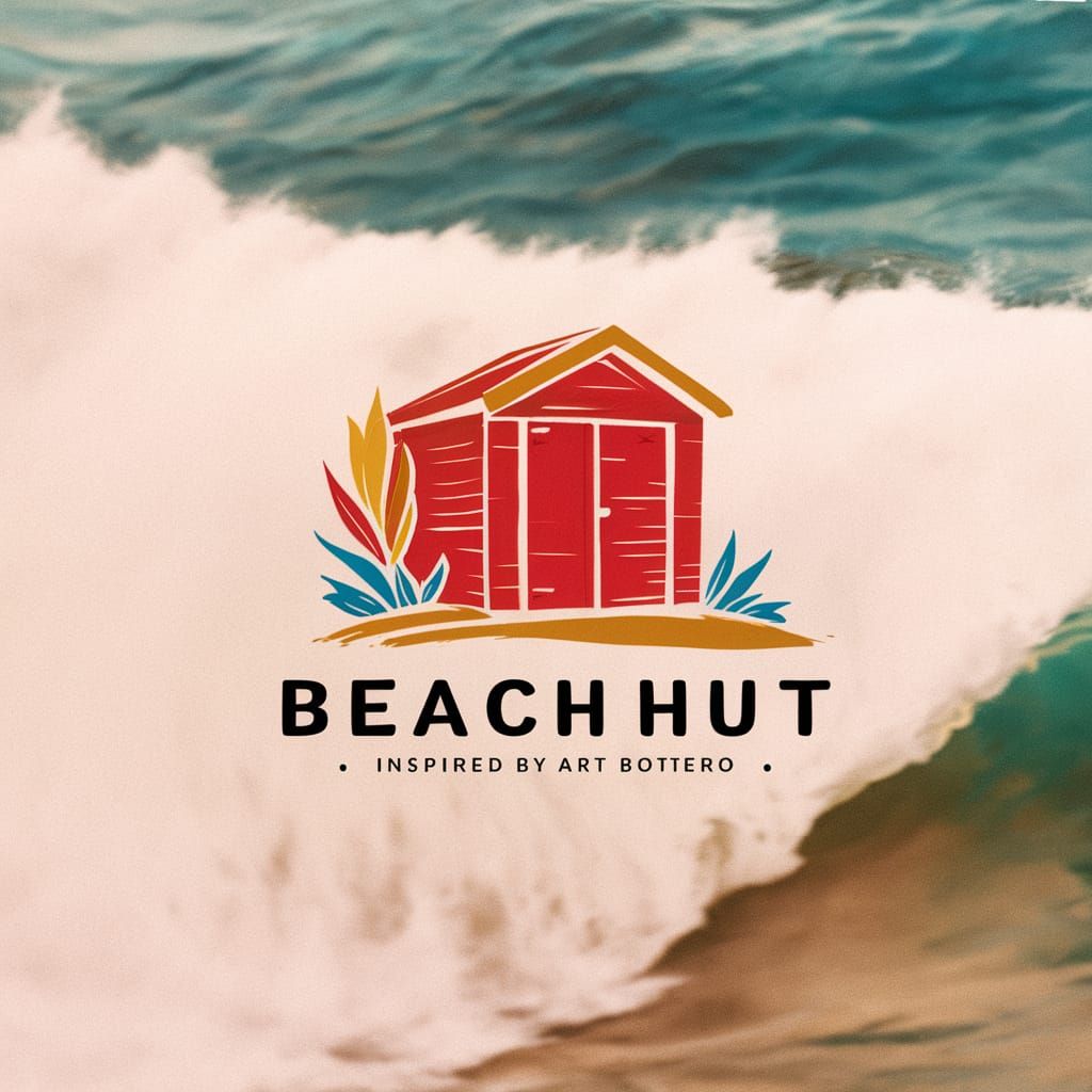 Botero-Style Beach Hut Logo Design