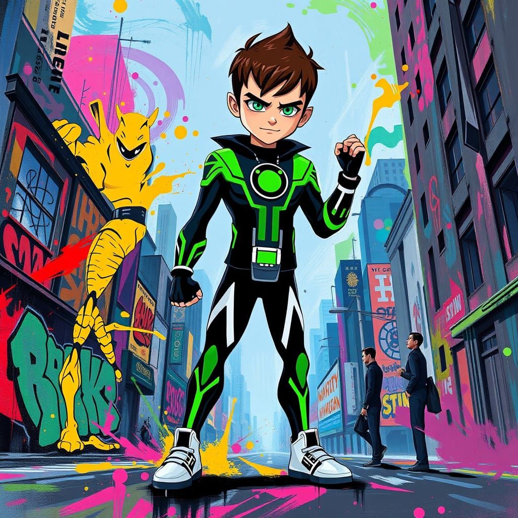 Ben 10 in Vibrant Cityscape Transformation