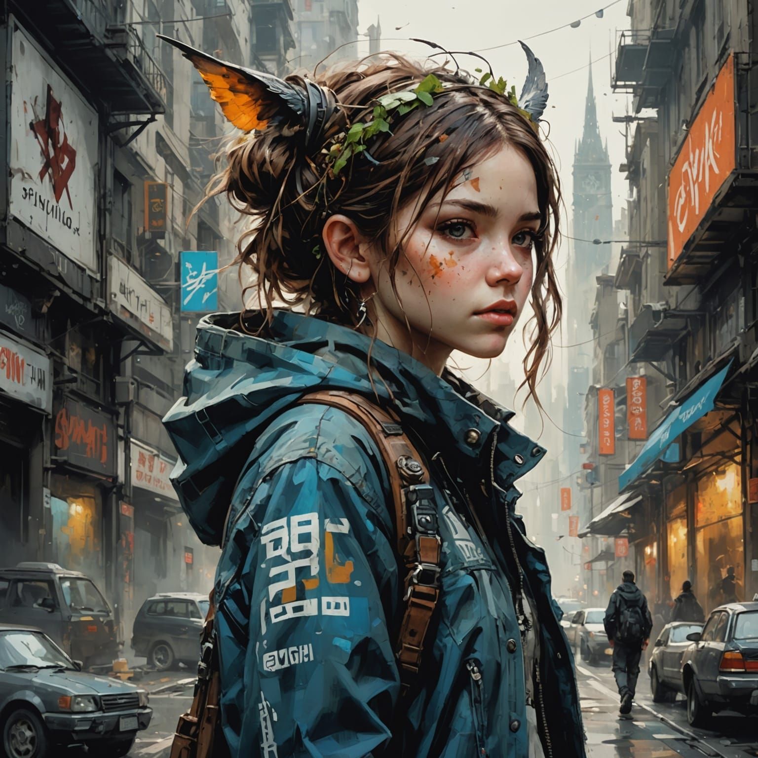 Skyline Overdrive: Dark Fantasy Logo in Painted Style