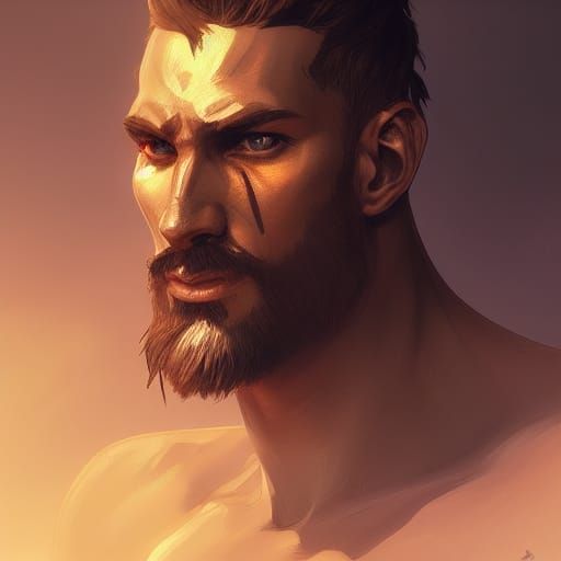 Detailed Portrait of a Male Warrior