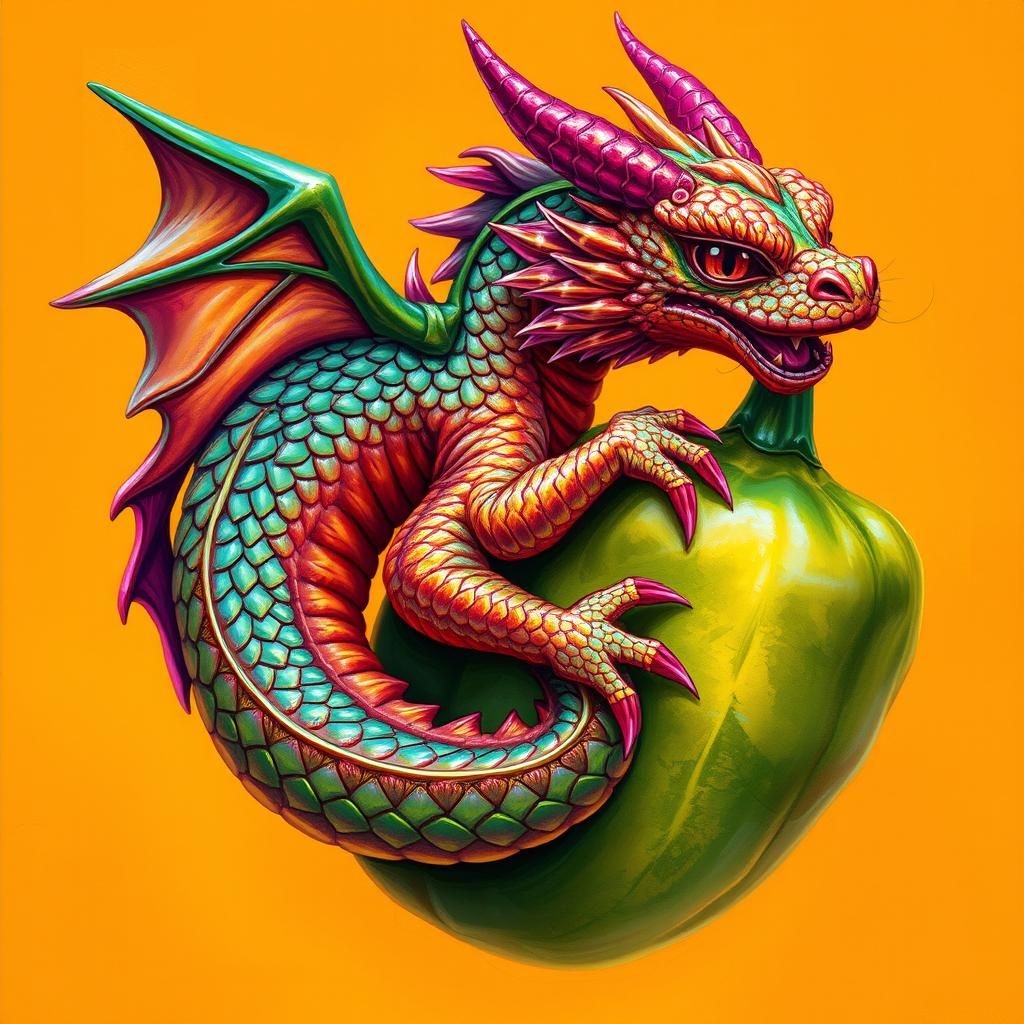 Fiery Dragon Wrapped Around Jalapeño Pepper