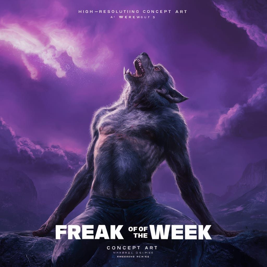 Werewolf Movie Poster with Purple Sky in Unreal Engine