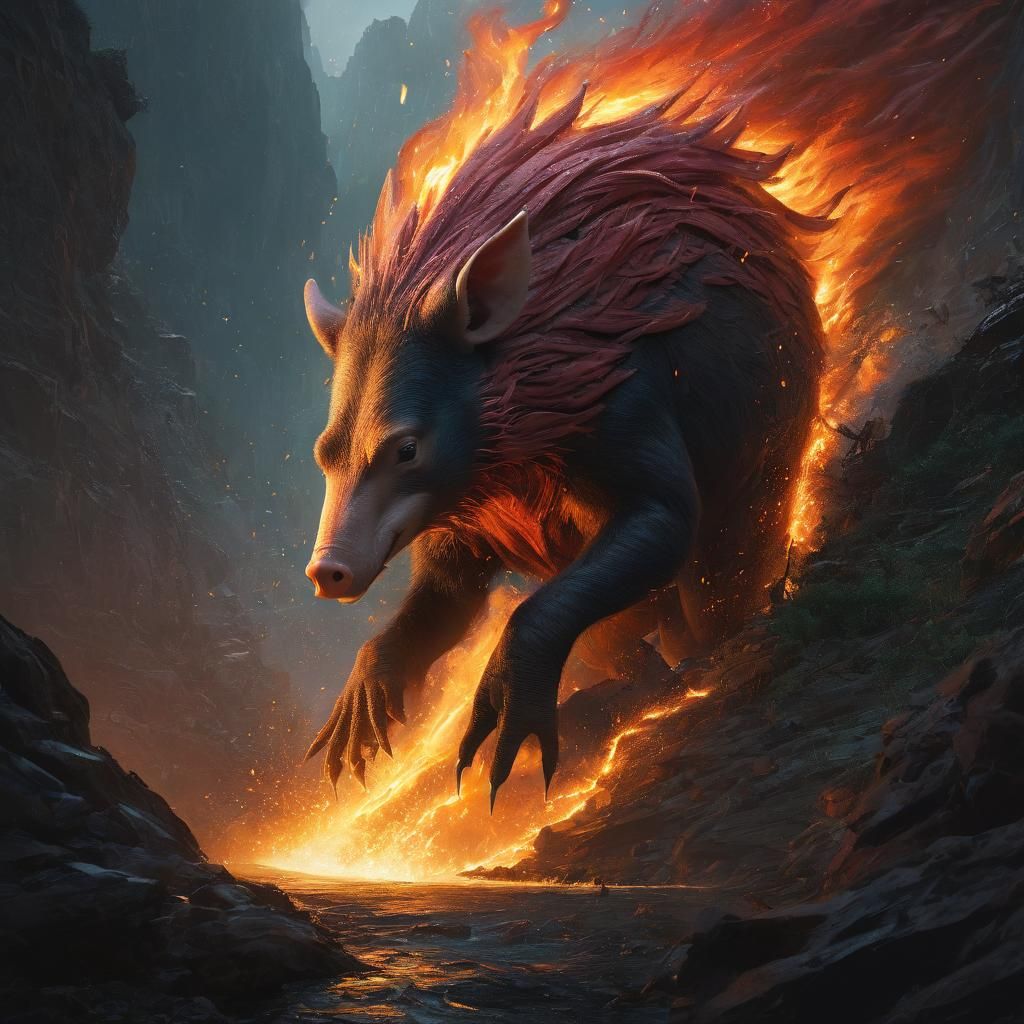 Aardvark Phoenix Fusion in Surreal Fantasy Style