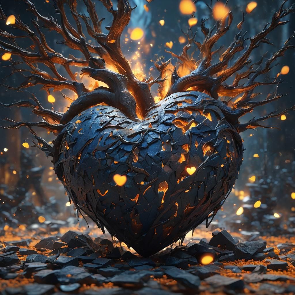 Heart Smashing in Mystical Dreamlike 3D Concept Art