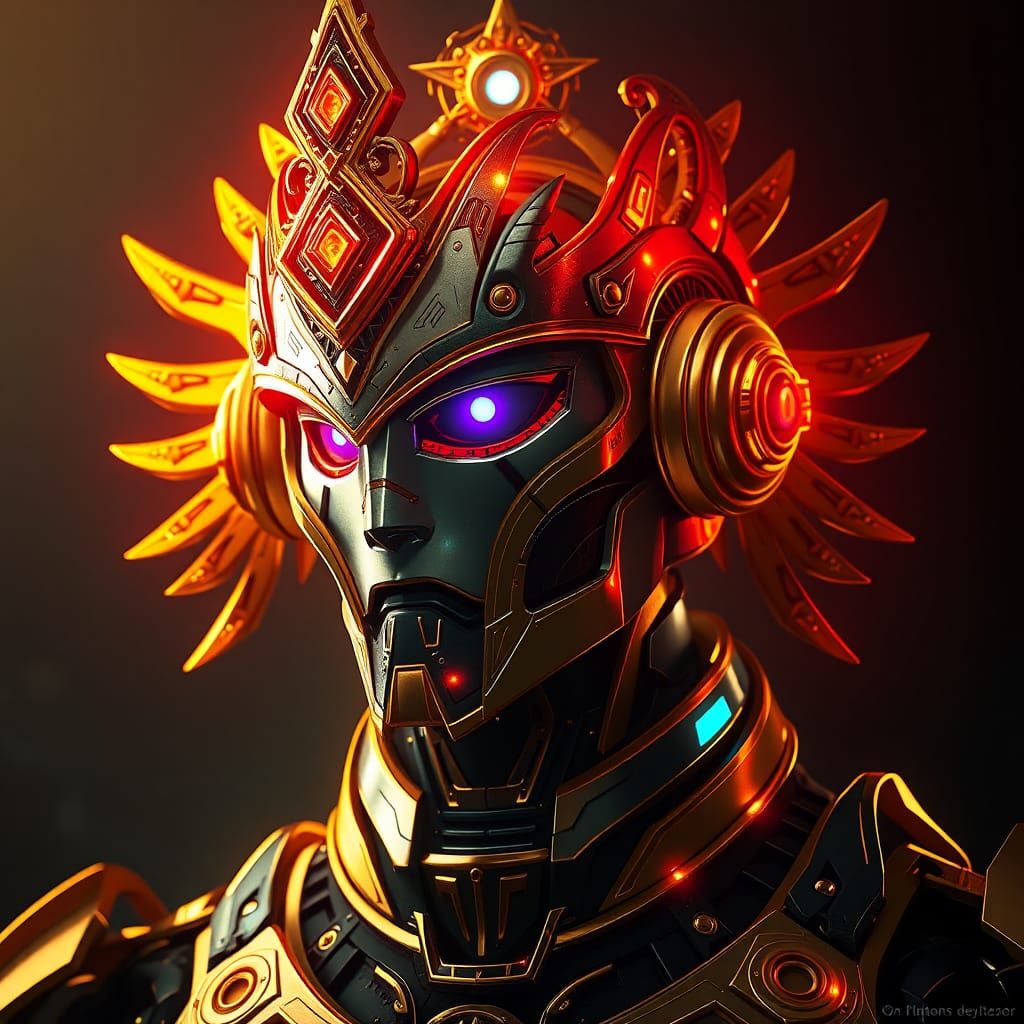 Goldorak Robot Portrait in Dramatic Lighting