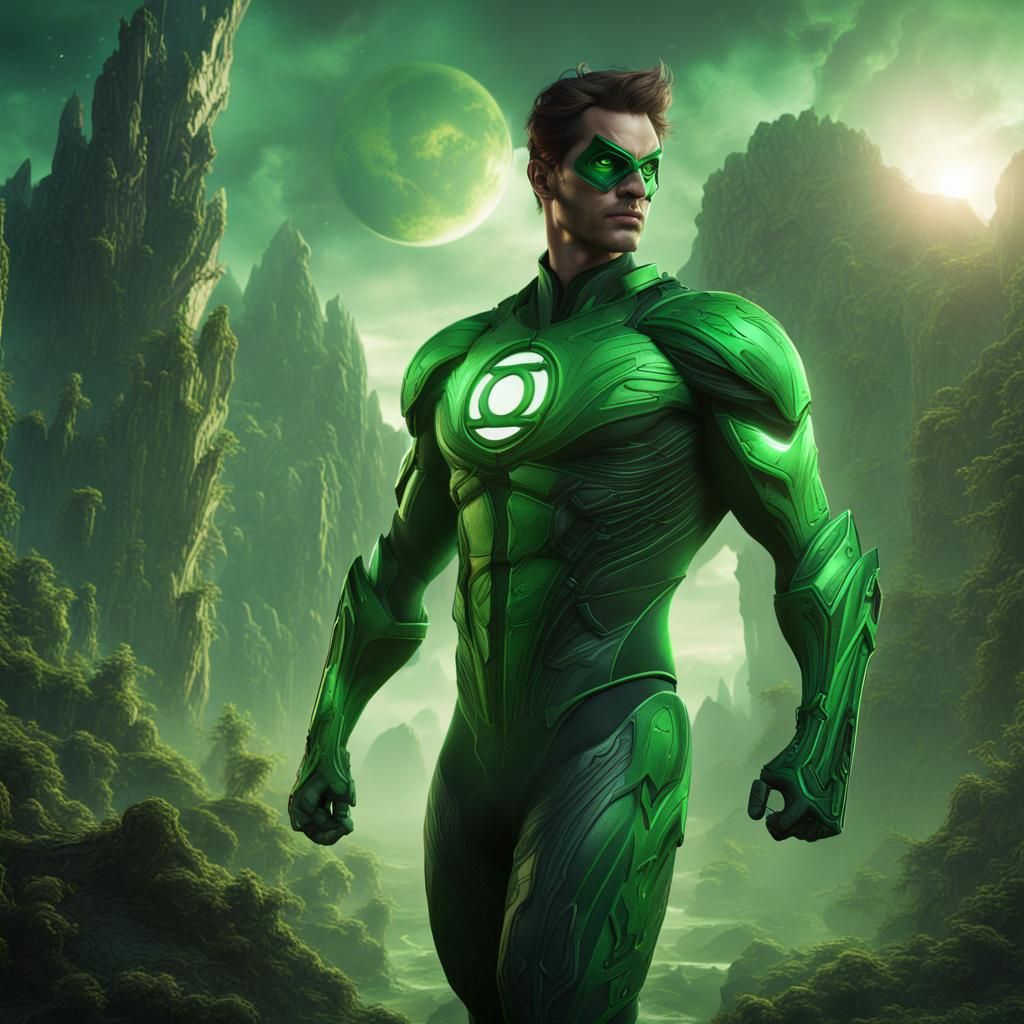 Green Lantern Concept Art in Detailed Matte Painting
