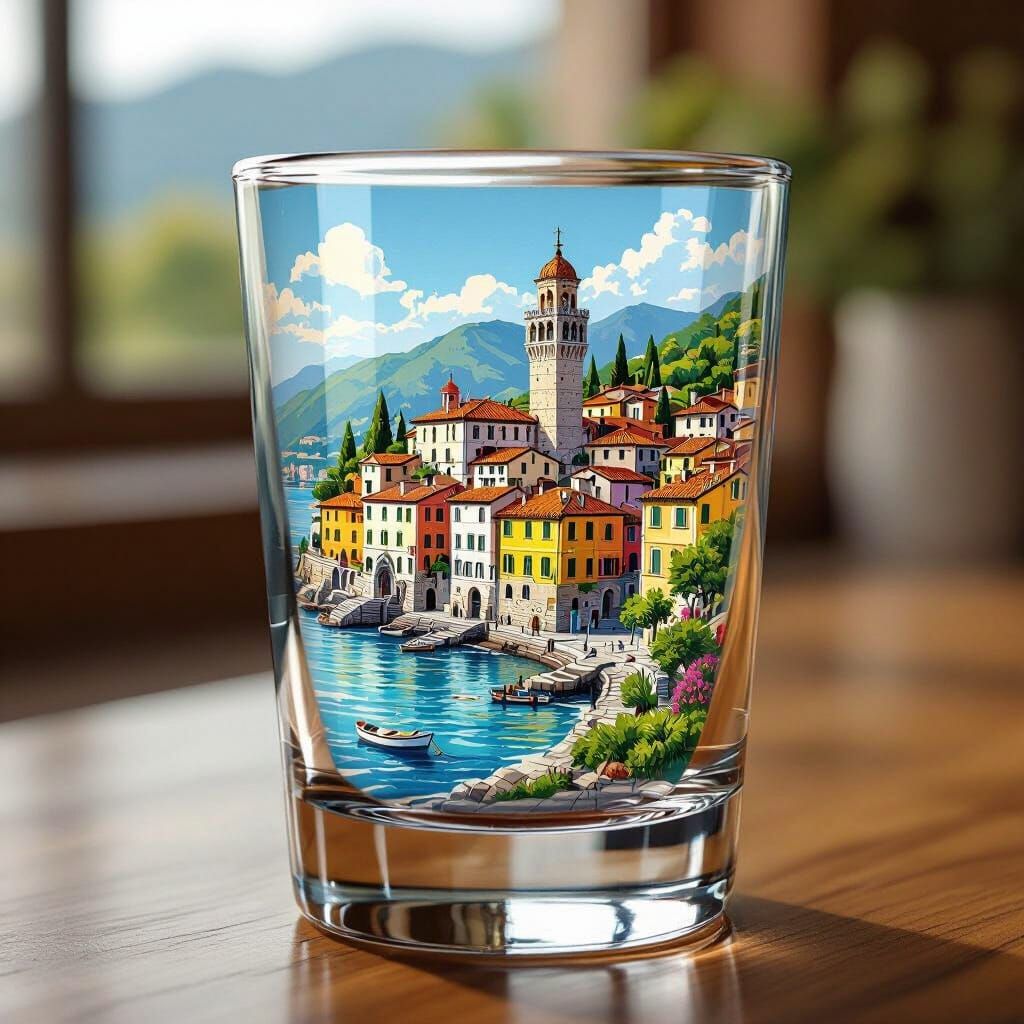 Vibrant Castel Vittorio Shot Glass Souvenir from Imperia, It...