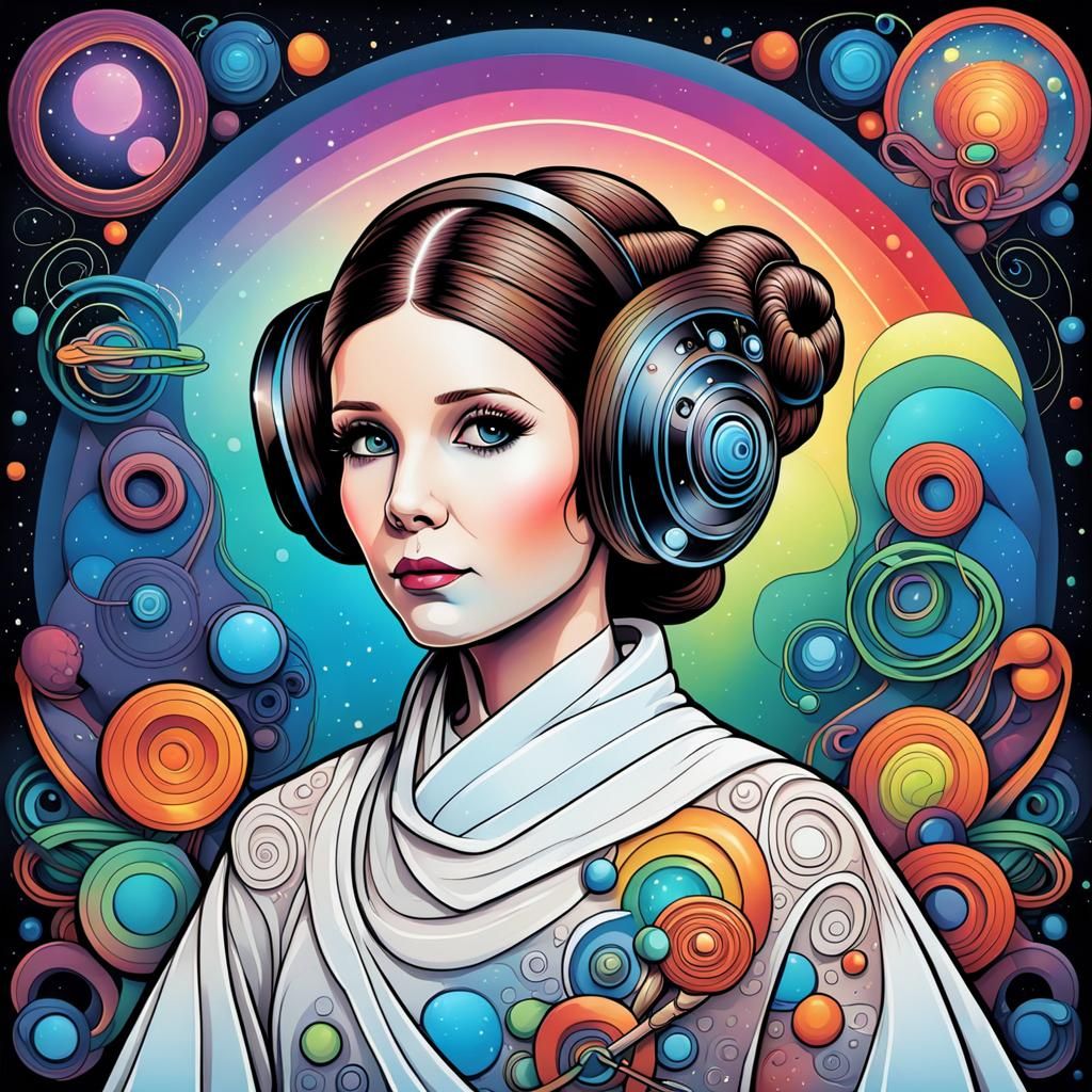 Hyperdetailed Princess Leia with Rainbow Tattoos