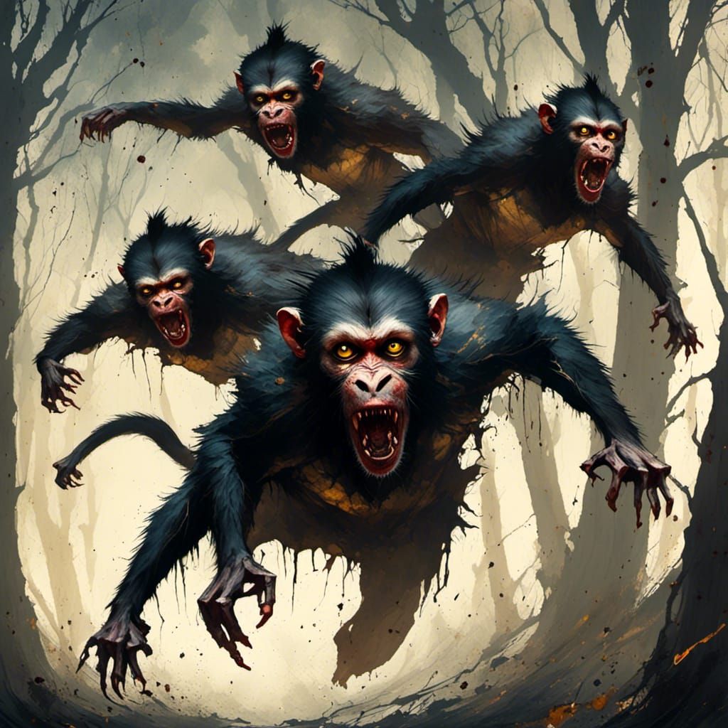 Rabid Monkeys Attack in a Dark Forest