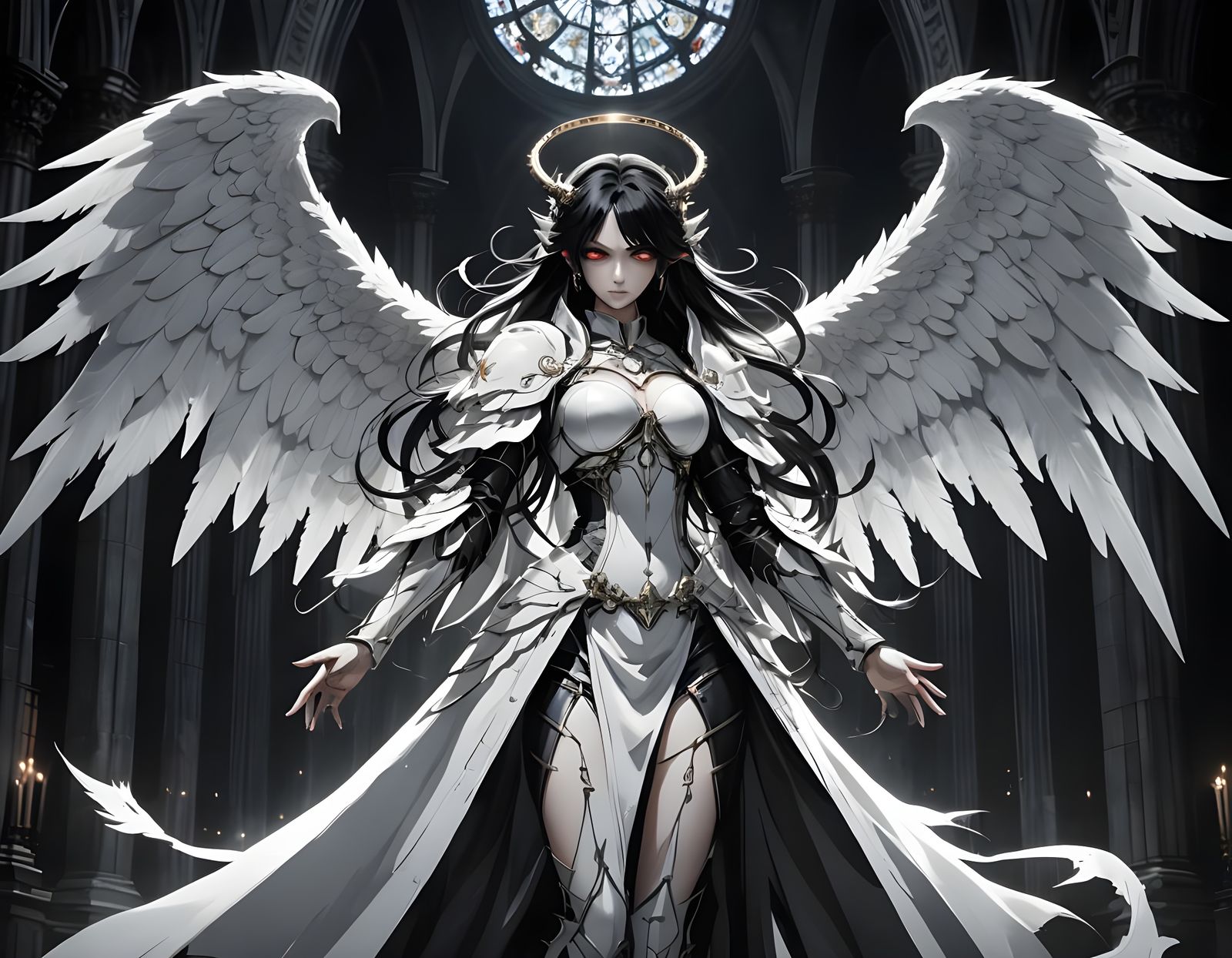 Angel with Demonic Characteristics in Japanese Anime Style
