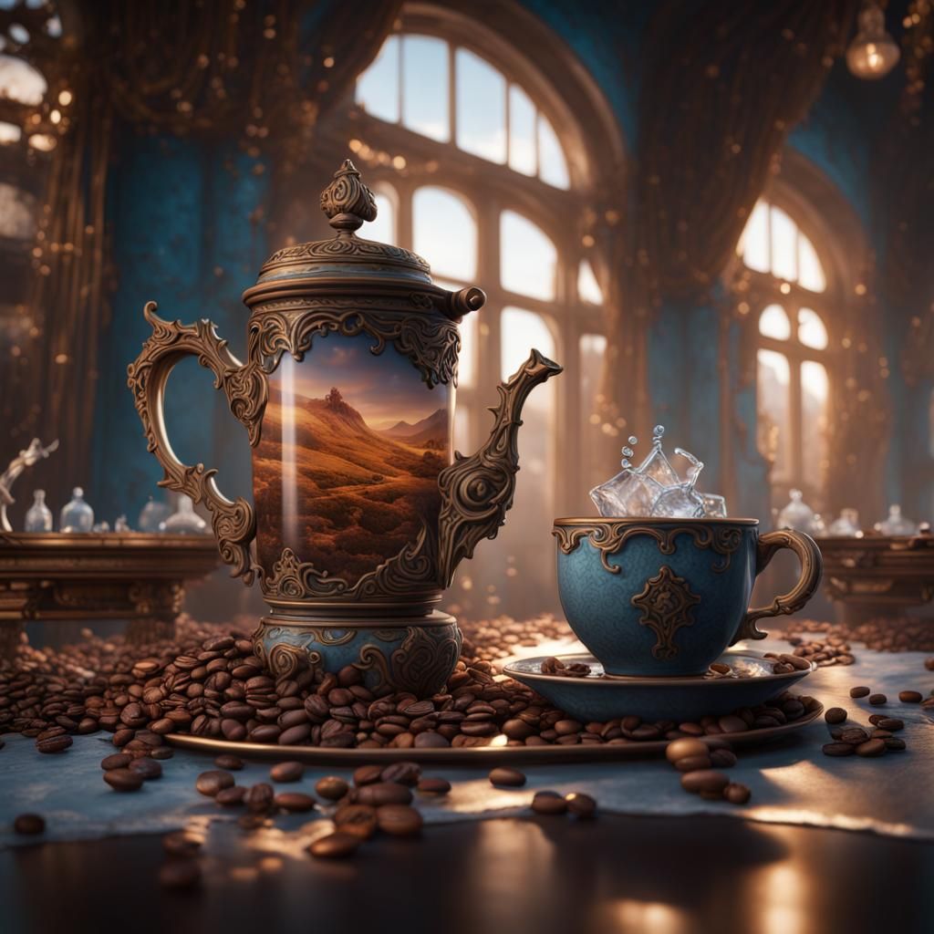 Coffee, Tea, and Water: Detailed Matte Painting