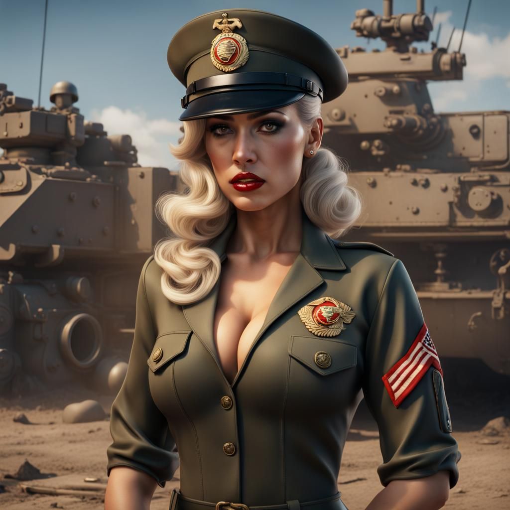 Hyperrealistic US Marine Corps Pin-up Girl