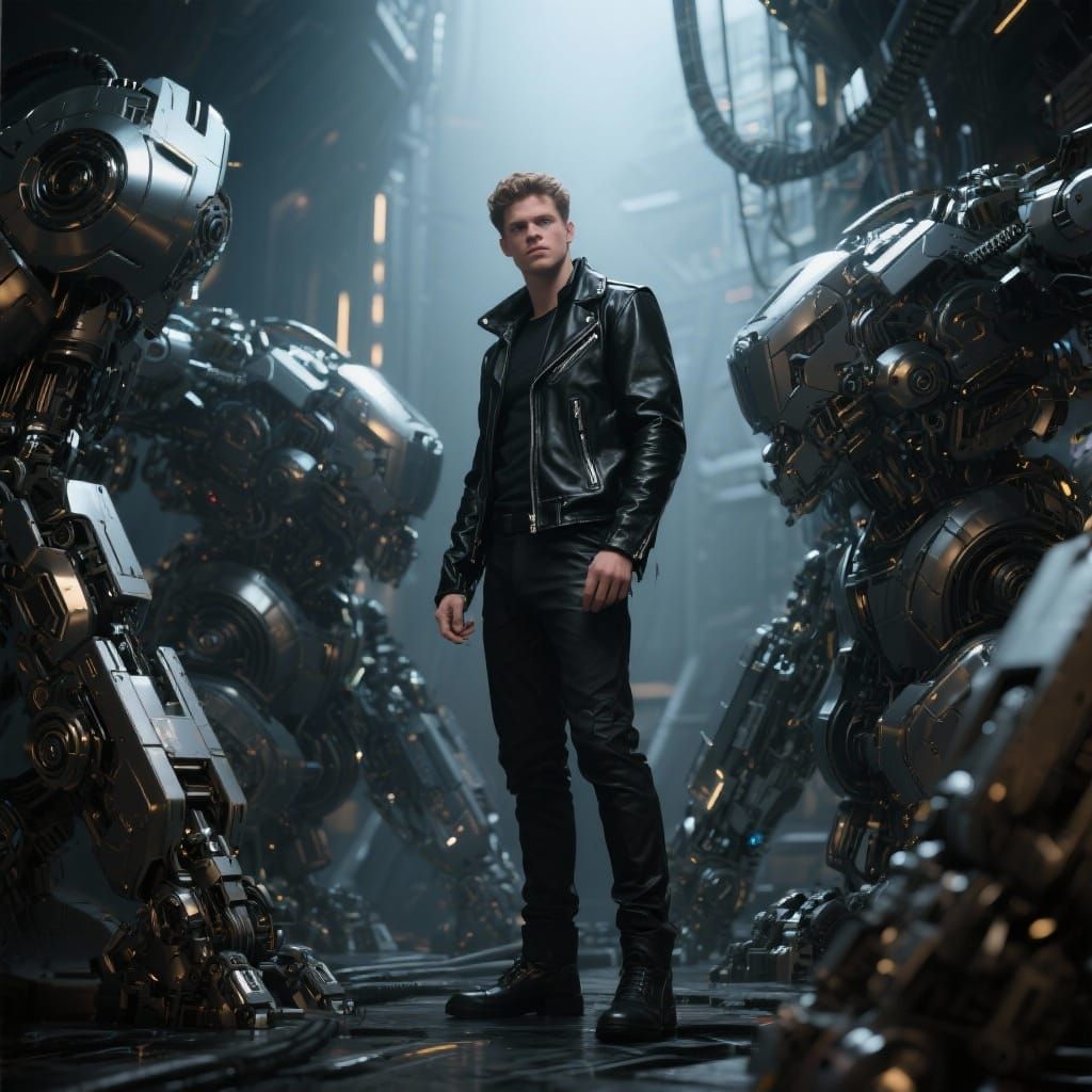 Ashton in Sci-Fi Cityscape with Mech Details